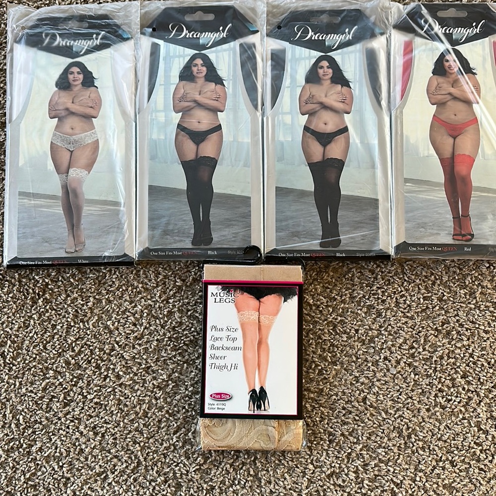Plus size lace top thigh highs